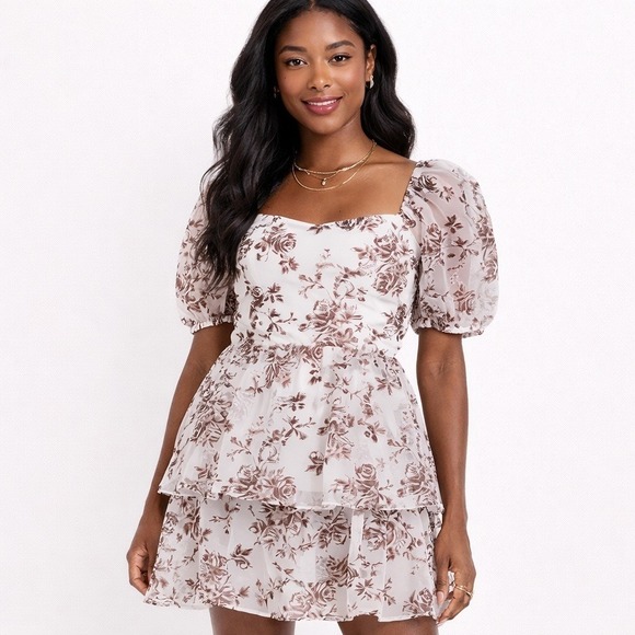 Francesca's Collections Dresses & Skirts - Francesca's Janis Cottagecore Floral Tiered Mini Dress XL NWT Romantic Tiered